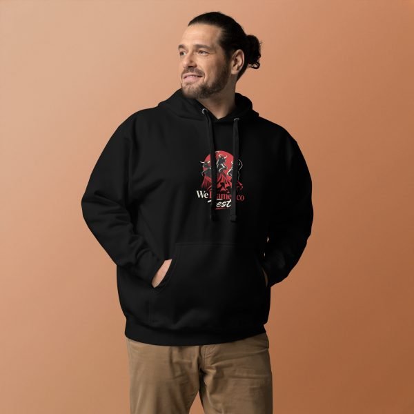 Black WeFlamenco Fest pullover hoodie front view