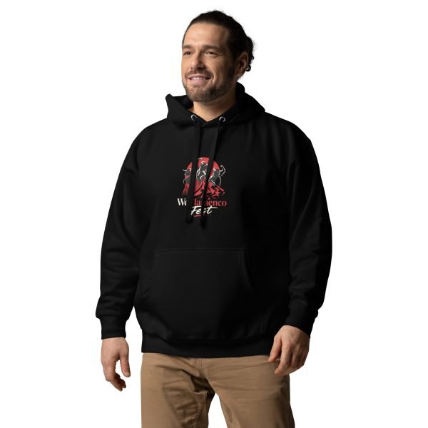 Black WeFlamenco Fest hoodie angled product image