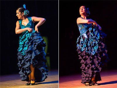 Monica Moncivais modeling a flamenco dress by Lisa Perello