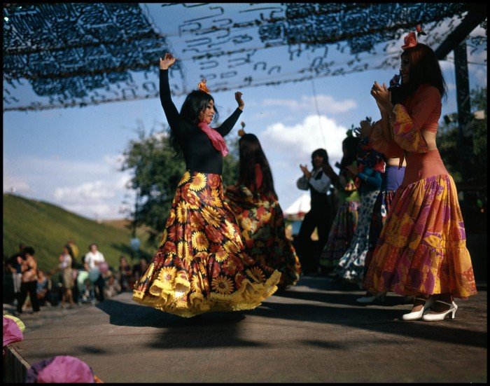 Teresa Champion performing with dancers at the Texas Folklife Festival in 1972