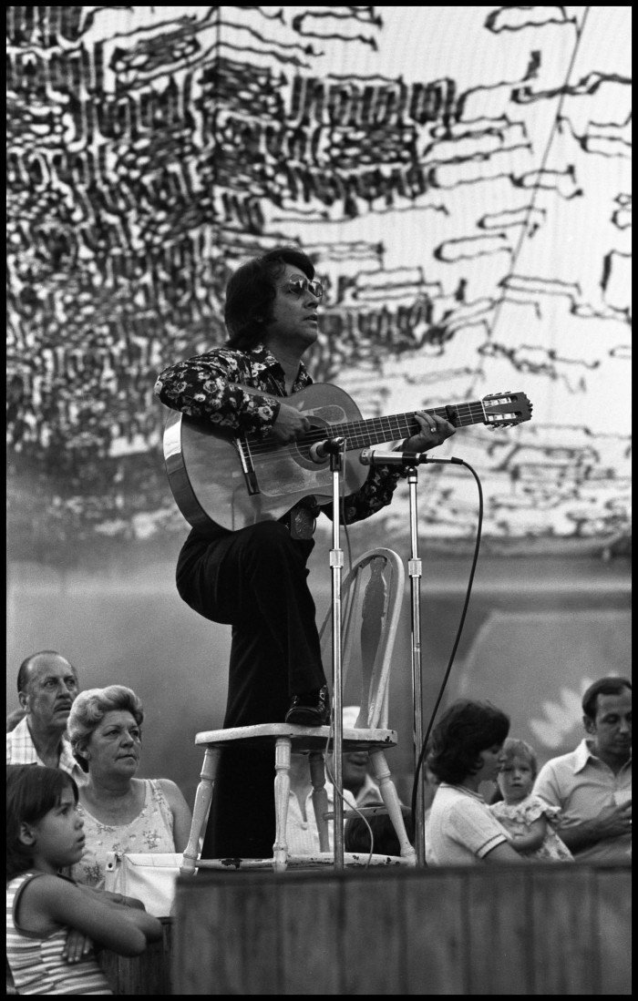 Willie “El Curro” Champion, legendary San Antonio flamenco guitarist, performing at the Texas Folklife Festival in 1976